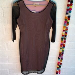 Philosophy Bodycon Sheer Black Midi Long Sleeve Dress sz S